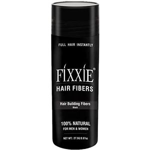 FIXXIE Haarvezels ZWART voor dunner wordend haar 27,5 g fles, haarvezel concealer voor haaruitval voor mannen en vrouwen, natuurlijk dikker uitziend haar met keratine haarvezels.