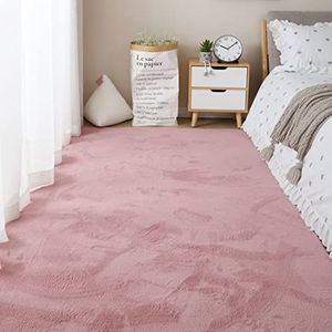 Natuurlijke Faux Konijnenbont Tapijt Ultra Zachte Pluche Extra Grote Dieren Tapijten Woonkamer Wol Shaggy Pluizig 30Mm Dikke Stapelhoogte Moderne Area Tapijten,Pink a,200 x 300 cm
