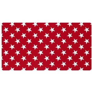 VAPOKF Witte kleine sterren patroon rode achtergrond keuken mat, antislip wasbaar vloertapijt, absorberende keuken matten loper tapijten voor keuken, hal, wasruimte