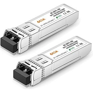 6COMGIGA 【2-pack 10GBase-SR SFP+ transceiver, 10G 850nm LC multimodusmodule, tot 300M compatibel met Cisco SFP-10G-SR, Meraki, Ubiquiti UF-MM-10G, Mikrotik, Netgear, D-Link, Supermicro, TP-Link