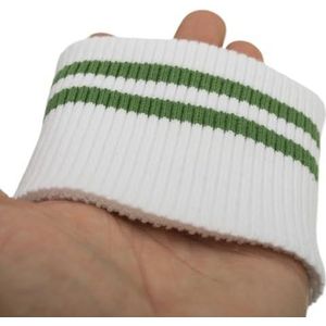 Stretch ribbels gebreide stof ， Rekbare katoenen jersey boordstof for sweatshirt onderkant, 8x8cm, 1 paar(White)