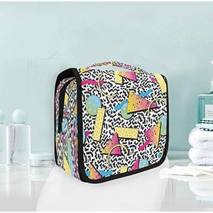 Zwart wit luipaardprint opknoping opvouwbare toilettas make-up reisorganisator tassen tas voor vrouwen meisjes badkamer