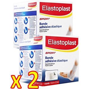 Elastoplast Sport, elastisches selbstklebendes Band, flexibel, dehnbar, 6 cm x 2,5 m, 2 Stück