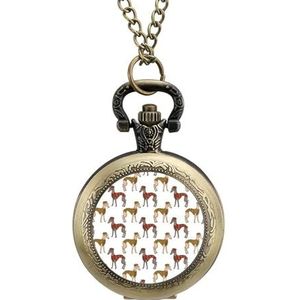 Greyhounds honden met jassen vintage zakhorloge met ketting kwarts Arabische cijfers digitale schaal gepersonaliseerde kerst verjaardagscadeaus koperachtige stijl