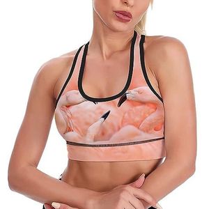 Flamingo's Ademende Sport BH's voor Vrouwen Draadloze Workout Yoga Vest Ondergoed Racerback Crop Tank Top L