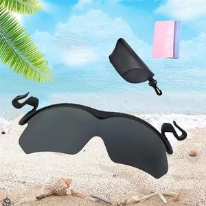 Sportzonnebril met clipdop, met schoonmaakdoekjes Clip-on zonnebril for heren, gepolariseerde zonnebril for buiten, for vissen, fietsen, wandelen, fietsen (Color : Black)