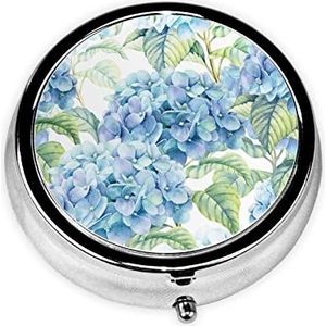 Pillendoos Hortensia Aquarel Ronde Pil Case 3 Compartiment Geneeskunde Pil Organizer Leuke Pil Organizer Draagbare Reizen Pillendoos Geneeskunde Vitamine Kabeljauw Leverolie Opbergdoos Unieke Gift