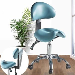 JAVPTAV Ergonomische zadelkruk met rugsteun en 360° wielen, Hydraulische metalen salonstoel rolkrukken, ergonomische bureaustoel voor tandartsen