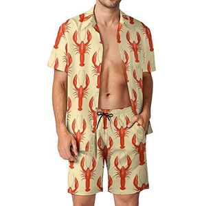 Rode kreeft Hawaiiaanse sets voor heren, button-down trainingspak met korte mouwen, strandoutfits, XL