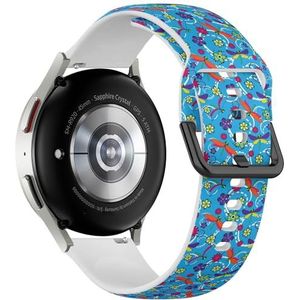 Sportieve zachte band compatibel met Samsung Galaxy Watch 6 / Classic, Galaxy Watch 5 / PRO, Galaxy Watch 4 Classic (Dragonfly Flower) siliconen armband accessoire