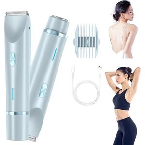 Scheerapparaat voor dames, 2-in-1 elektrisch scheerapparaat voor dames, intieme zone, waterdicht, elektrisch intiem scheerapparaat voor vrouwen, nat en droog gebruik, oplaadbare trimmer voor dames