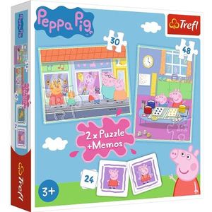 Trefl, Puzzel - Peppa Pig - 2 x Puzzels + memo's, Peppa Dag, voor kinderen vanaf 3 jaar