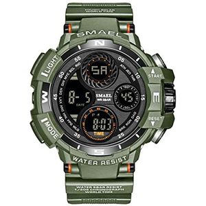 Mens Digital Polshorloge, Outdoor Sport LED-polshorloge, Militaire Multifunctionele Casual Horloges, 50Mwaterbestendig Horloges Mannen,Army green
