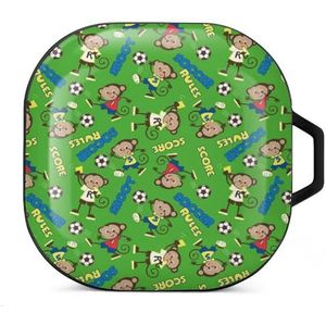 Voetbal regels aap patroon oordopjes hoesje compatibel met Samsung hard shell beschermhoes zwart stijl