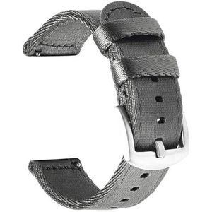 InOmak Nylon armband met snelsluiting, 18-24 mm, Grijs zilver, 24mm, strepen