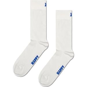 Happy Socks Effen Crew Sokkencollectie – Gemaakt van duurzaam biologisch katoen – 1-pack (DE/NL/SE/PL, Numeriek, 41, 46, Regular, Effen Wit 1-pack)