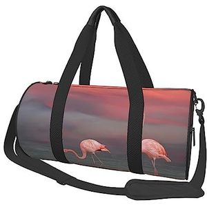 Roze Flamingo Reistas Sporttas Gym Tote Bag Lichtgewicht Bagage Tas voor Weekender Sport Vakantie, Zwart, One Size, Zwart, Eén maat