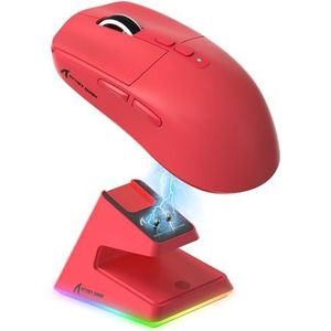 ATTACK SHARK X6 49g SUPERLIGHT Mouse with Magnetic Charging Dock, PixArt PAW3395 Gaming Sensor, BT/2.4G Wireless/Wired Gaming Mouse, 26000 DPI, X3 Upgraded Office Mice for Win11/Xbox/PS/Mac (Red)