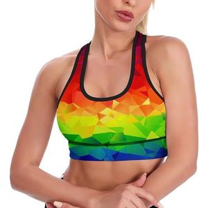 Geometrische regenboog vrouwen tank top sport beha yoga workout vest atletische bh's
