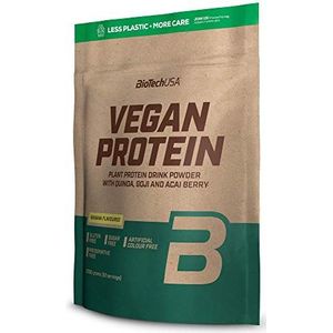 BioTechUSA Vegan Protein | Shake op basis van rijst en erwten met superfoods en aminozuren | Suiker-, lactose- en glutenvrij, 2 kg, Banaan