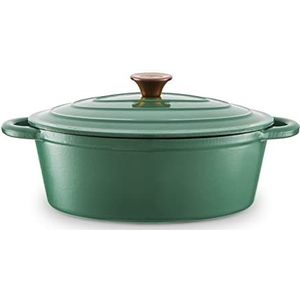 Braadpan, 29 cm, Ovaal, 3 L, Groen, Geëmailleerd, Gietijzer - Barbary & Oak | Foundry