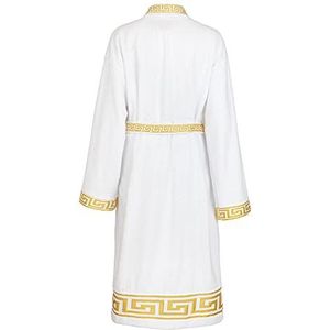 Belle Arti Badjas van badstof 100% katoen met 2 grote voorzakken in exclusief meander Medusa design voor dames en heren zwart goud (as3, alpha, s, regular, regular), wit, XL