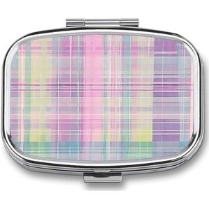 Plaid Art Pattern Travel Pill Organizer Een Dagelijkse Pillendoos voor Supplementen 2 Compartiment Pillenetui Handig voor het dragen en bewaren van medicijnen Doos