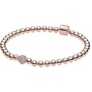 Snake Chain armband 925 for sterling zilveren kralenketting roségouden armband for originele bedels kralen DIY (Color : Rose Gold, Size : 19cm)