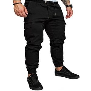 Joggingbroeken For Heren, Katoen, Sportbroeken, Lange Vrijetijdsbroeken, Trainingsbroeken For Jongens, Slim Fit (Color : Noir, Size : 3XL)