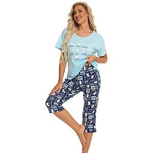 Misscoo Vrouwen pyjama Set Mouwloze Loungewear Capri Broek voor Vrouwen Dames Meisjes Studenten Katoen Lente Zomer pyjama Set Slaapmode Nighty