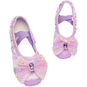 Kinderdansschoen zachte zool oefenen kat klauw satijn bloem kant ballet lichaam yoga meisje indoor gymnastiek prinses schoenen (goudfolie, 33)