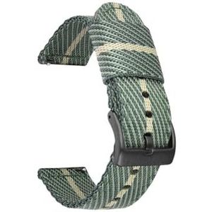 Nylon band geschikt for Garmin Forerunner 255 255S Muziek 55 645 245/Vivoactive 4 4S/Venu 2 Plus/2S Horlogeband Vervanging Horlogeband (Color : Black-Green beige, Size : For Vivoactive 4S)