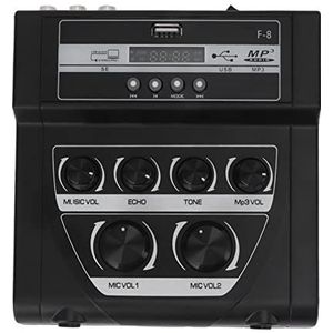 F8 Mixer, Home Sound Mixer 100‑240V Zwart Stabiel ABS met Bedieningspaneel voor Studio (EU-stekker)