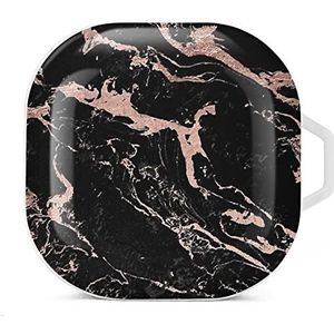 Rose Gold Foil Zwart Marmer Oordopjes Case Compatibel met Samsung Hard Shell Beschermende Cover Case Wit-Stijl