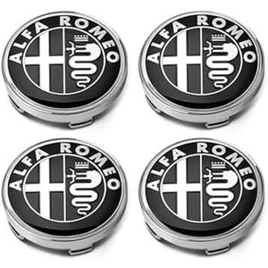 SJZZJMZ 4 stuks auto wielnaafdoppen voor Alfa Romeo Giulietta 159 146 156 Brera 60mm Trims auto wielnaafdoppen vervangende naafdoppen stickers A