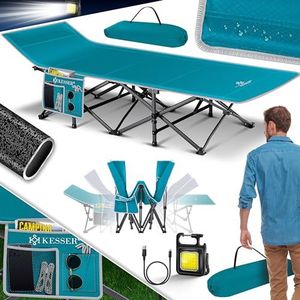 KESSER® Campingbed, veldbed, inklapbaar klapbed, campingbed incl. draagtas + zijvak, 190x67x35 cm tot 250 kg belastbaar, metalen buis 600D Oxford-weefsel stabiel draagbaar ligbed comfortabel op reis