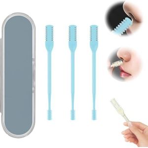 2-in-1 neushaartrimmer, neushaarverwijderingshulpmiddel, 2024 nieuwste dubbelzijdige neushaartrimmer, draagbare handmatige 360 ° roterende neushaartrimmer voor mannen en vrouwen (Blauw,3pcs)