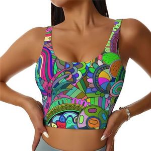 Graffiti Print Comfortabele Vrouwen Sport Vest Yoga Workout Vest Voor Vrouwen Lichtgewicht Zomer, Zwart, S