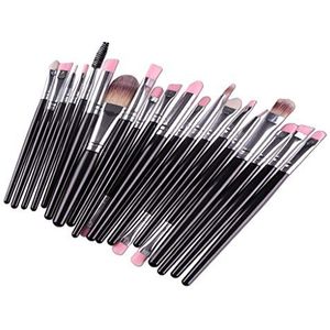 20 Stuks/set Professionele Make-up Borstels Stichting Poeder Borstel Zwarte Strook