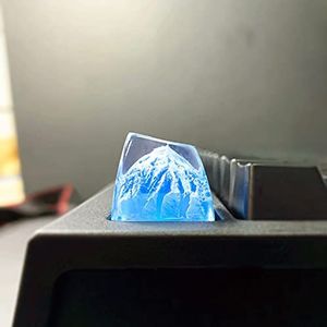 MECHKYP Handgemaakte Mt. Fuji Backlit Hars Artisan Keycap R4/Esc Key Cap Glans Door Doorschijnend SA-profiel voor Cherry MX Switch Gaming Mechanisch Toetsenbord, Sneeuw Berg Onder Blauwe Hemel (Blauw)