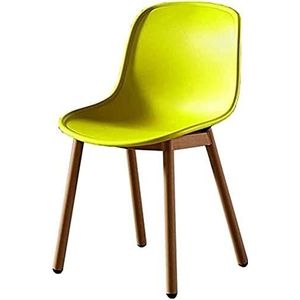 GEIRONV Moderne eetkamerstoel, metalen poten restaurant koffiestoel kunststof zitting make-up stoel metalen antislip poten eetkamerstoelen Eetstoelen (Color : Yellow, Size : 46x45x81cm)