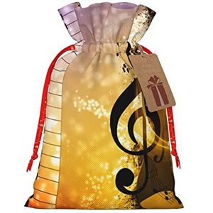 Piano Viool Muziek Notes Hennep Gebundelde Gift Bag Kerst Opbergtas Geschikt Voor Kerstfeest Gift Verpakking