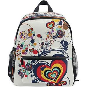 Kleurrijke hart liefde peuter kleuterschool rugzak boekentas mini schoudertas rugzak schooltas voor pre-K 1-6 jaar reizen jongens meisjes