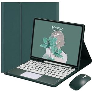 Toetsenbordhoes voor Samsung Galaxy Tab S10 FE Plus 13.1 inch 2025, Magnetisch Afneembaar Draadloos Toetsenbord met Bluetooth Muis,Dark green