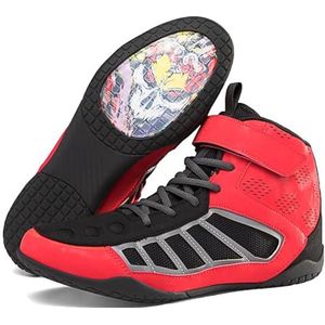 Trainingsboksschoenen voor Heren Rubberen Zool Lichtgewicht Antislip Slijtvast,Professionele Bodybuildingschoenen Ademend Comfortabel,Vechtende Laarzen voor Volwassenen en Jongeren(Red,40 EU)