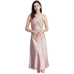 Nachthemden for vrouwen Satijnen slipjurk Jarretels Pyjama Zomer IJs Zijden Nachthemd Sexy Lange Huiskleding(Lotus pink,3XL)