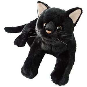 Waaka Kat pluche dier, zwart, knuffelig pluche kat, zwart, schattig kitten pluche kat, knuffeldier, verjaardagscadeau voor meisjes, jongens, kinderen