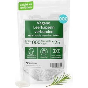 SHROOMY HPMC lege capsules – maat 000 – veganistisch & transparant – 125 stuks