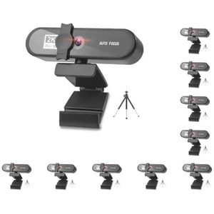 Mealoodiousmusea 10 set Computer Webcam Auto-focusing HD USB Online Verstelbare PC Camera met Microfoon Bedrade Vervanging Externe Web Cam Camcorder Zwart 2 K