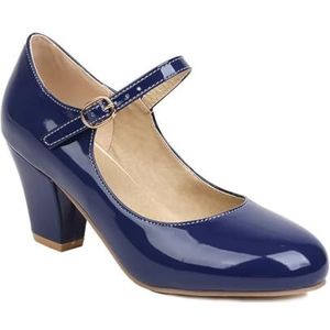 BGFCDFGV Mary Jane schoenen, dikke hakken met hoge hakken, snoepkleurige dames singles schoenen,Blauw,34 EU